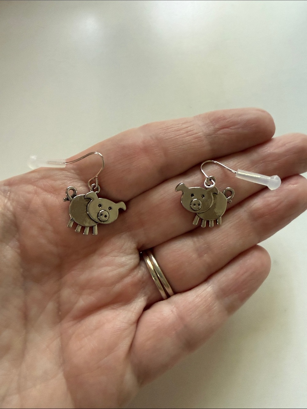 Silver Pig Small Pets Earring Pair